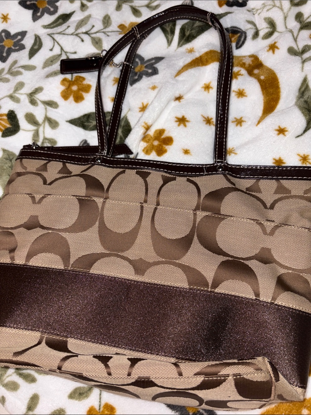 Coach Brown Signature Canvas Tote with Chocolate Trim - Picture 2 of 6